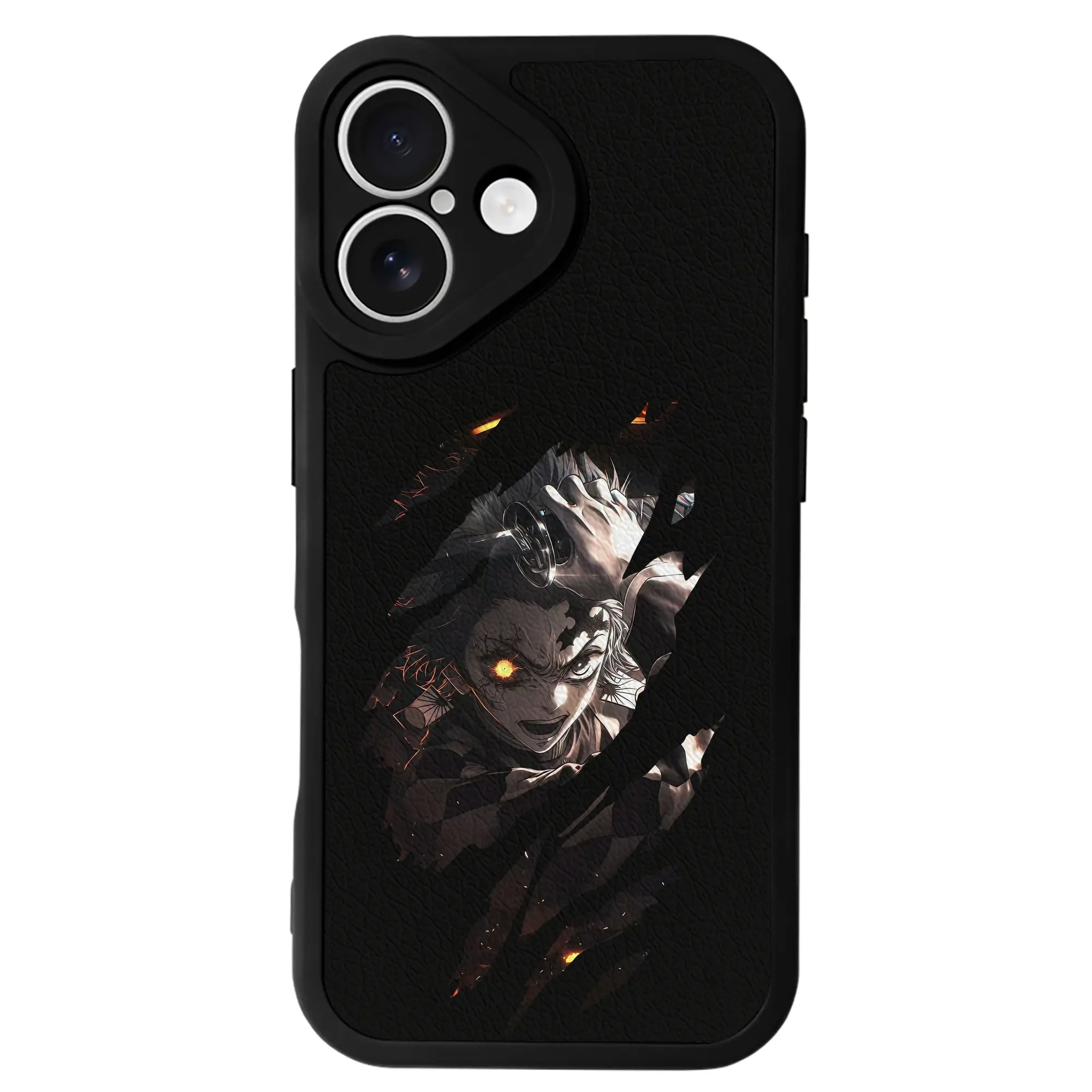 鬼滅の刃 グッズ,竈門 炭治郎 - IPhone 16シリーズ対応 ・ シリコンスマホケース ・ レザー調 ・ 高精度フィット ・ 耐衝撃 ・ ワイヤレス充電対応 ・ 精密カット